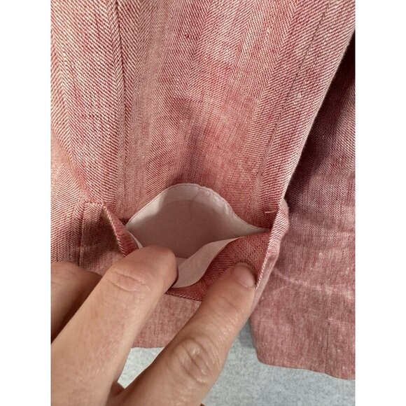 Faconnable 100% Linen Blazer Soft Red/Pink Jacket Made in Italy Sz 4 EUC Luxury - Picture 14 of 16